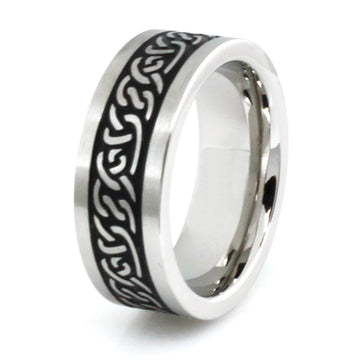 Stainless Steel 8mm Ring with Celtic Knotwork Pattern