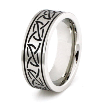 Stainless Steel 8mm Ring with Celtic Trinity Knot Pattern