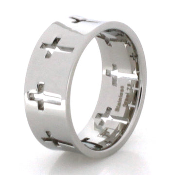 Stainless Steel 7mm Ladies Ring with Cut Cross Pattern
